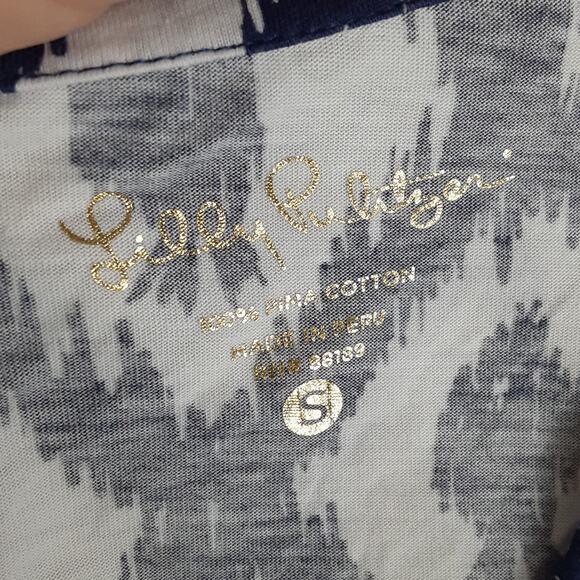 Lilly Pulitzer Beacon T Shirt Dress Pima Cotton Little Fish Chase Bomber Blue S - Picture 3 of 8